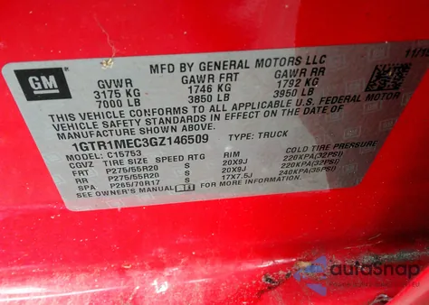 2016 GMC Sierra 1500 Sle from USA, damaged, VIN 1GTR1MEC3GZ146509